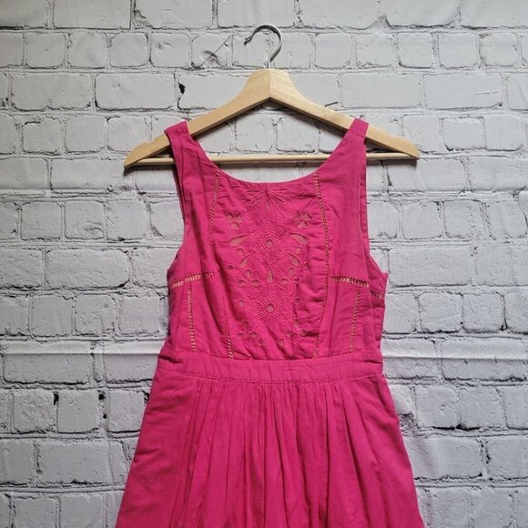 Anthro Moulinette Soeurs Pink A Line Eyelet Dress Size 0P - Picture 2 of 14